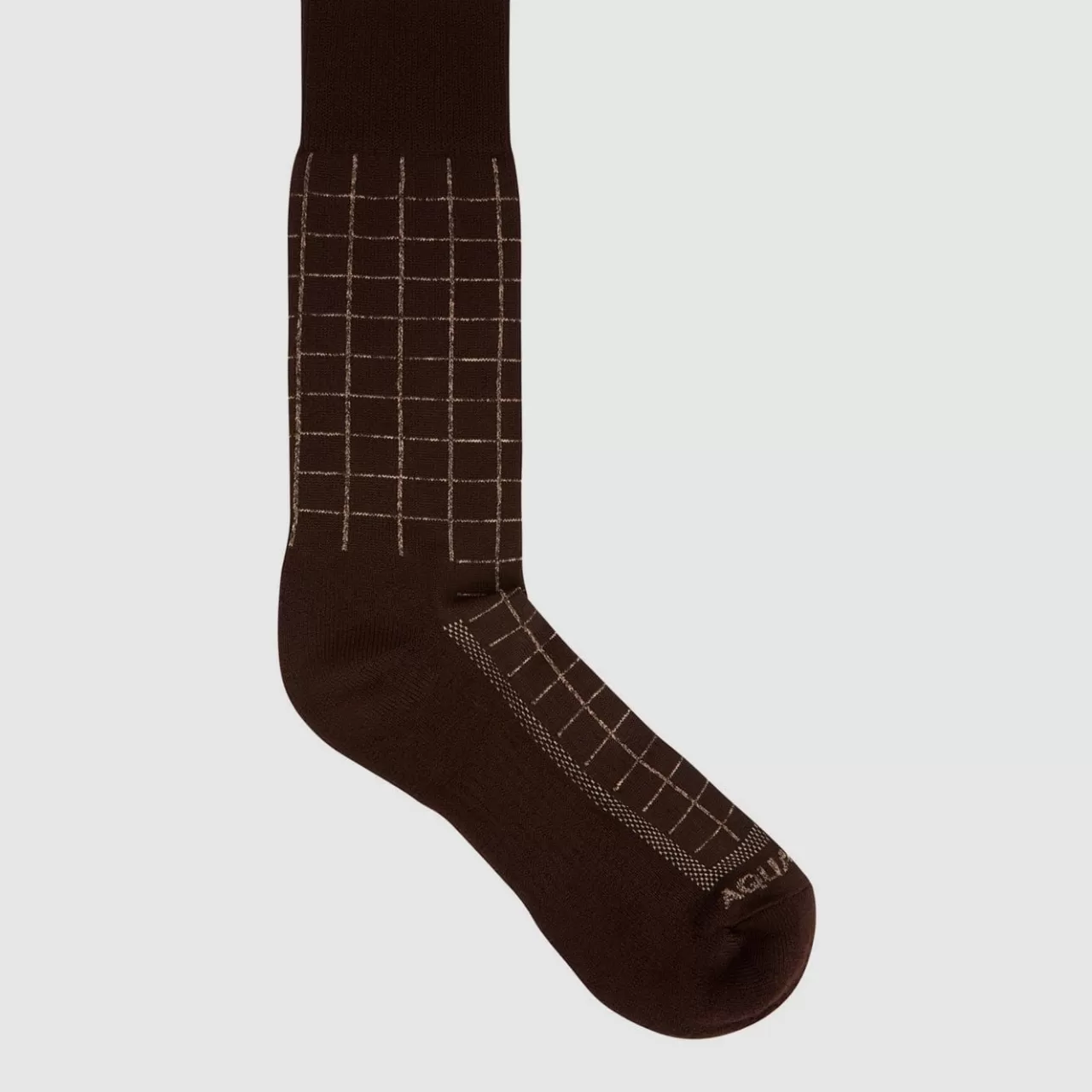 Aquatalia Socks | Windowpane Knit Blend Men'S Sock Brown/Khaki